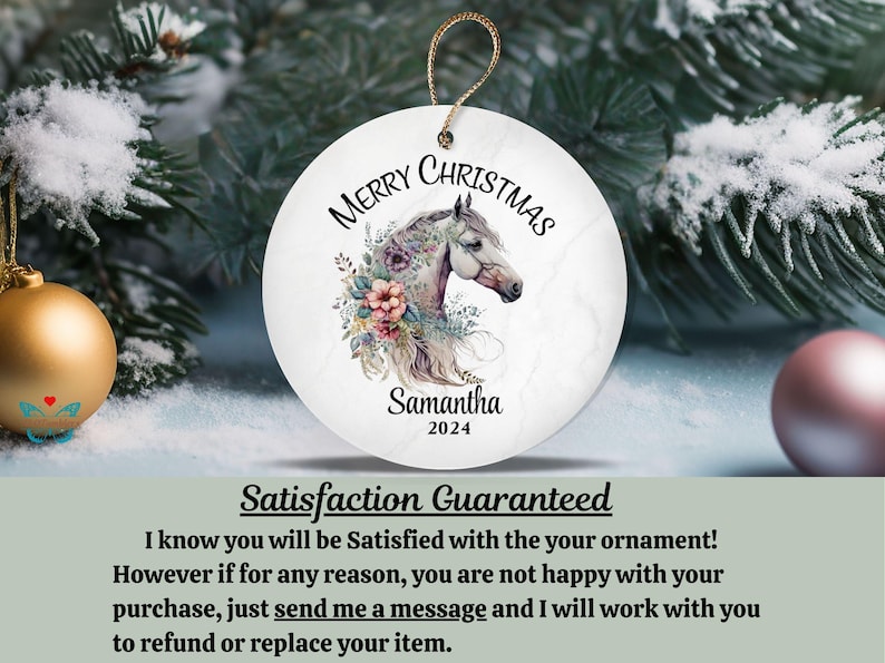 Horse Christmas Ornament With Name for Grandkids Gift, Personalized
