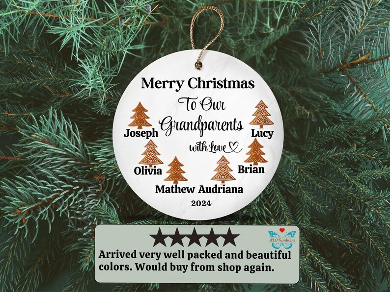 Grandparents Christmas Ornament Gift From Grandkids, Personalized