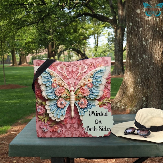 Butterfly Tote Bag gift for Butterfly lover, Large Butterfly reusable bag gift for Mom, Medium Vacation Carry on Tote bag, Mother's Day Gift