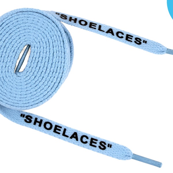 Off White Flat Replacement Shoe Laces Quotes Jordan Air Max Force Dunk Retro - PALE BLUE