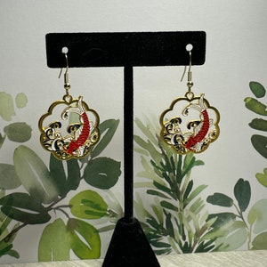 Golden Koi Fish Earrings