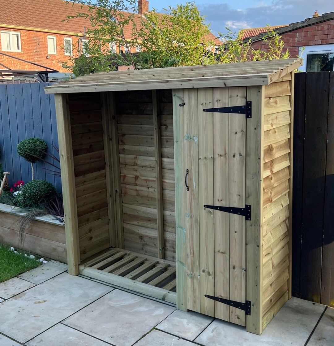 Pressure Treated 6ft X 6ft Log Store With Tool Cupboard - Etsy UK