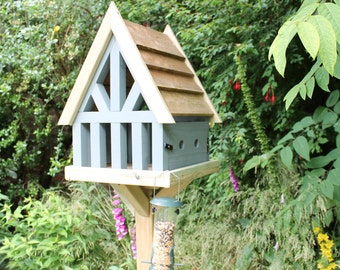 Superior Handpainted Bird Table, Wooden bird feeder pigeon proof.