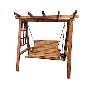 2 Seat Stylish Garden Swing, wooden garden swing, swinging hammock.