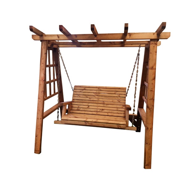 2 Seat Stylish Garden Swing, wooden garden swing, swinging hammock.