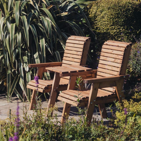 Wooden Love Seats Garden Chairs Loveseat Jack and Jill Companion Seat Etsy UK