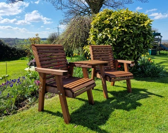 Wooden love seats, garden chairs, loveseat