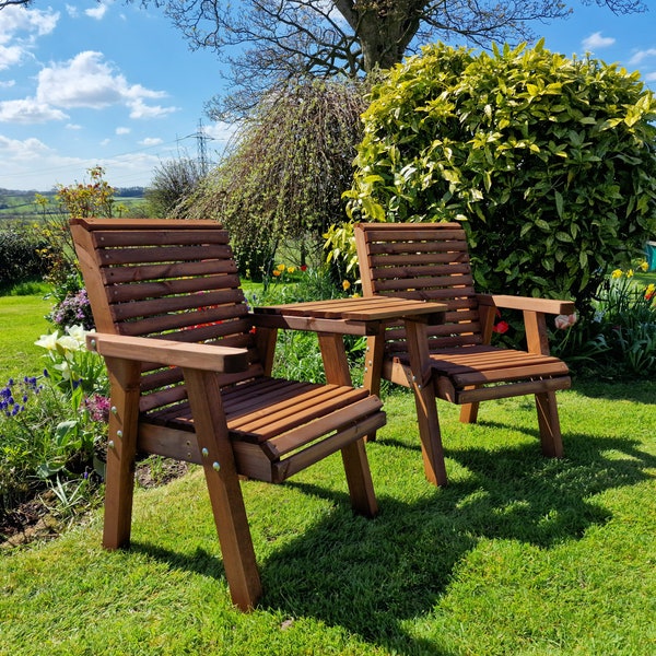 Wooden love seats, garden chairs, loveseat