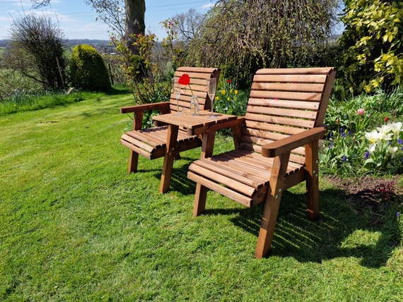 Wooden Love Seats Garden Chairs Loveseat Jack and Jill