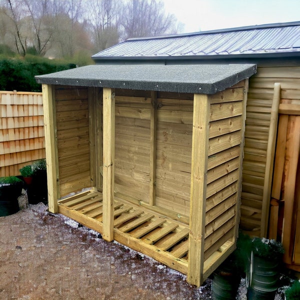 Heavy Duty 6ft high x 4ft wide Felted Roof Log Store