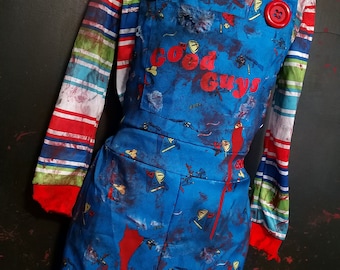 Clobbered Chucky Hand Crafted Horror Cosplay Kids Costume OOAK