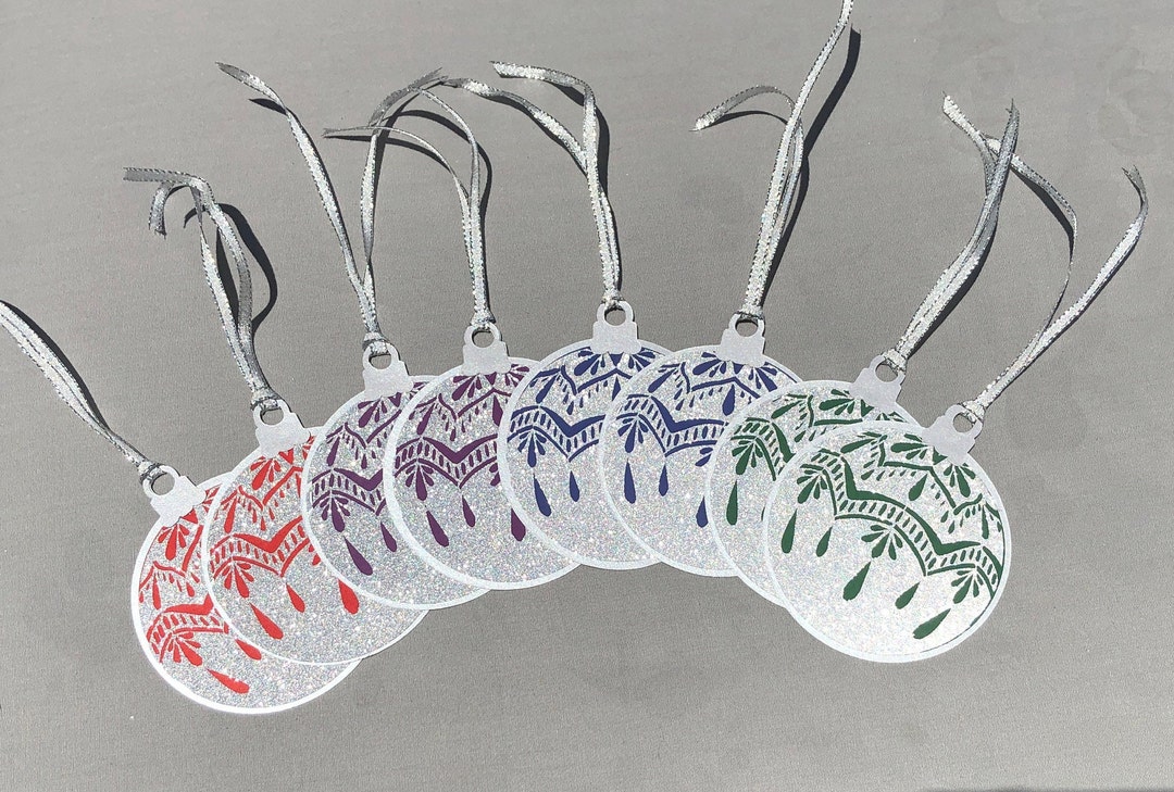 Silver Glitter Lace Ornament Gift Tags Etsy