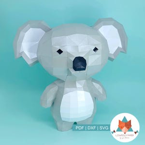 Koala - DIY Papercraft Low Poly (pdf/dxf/svg), modèle papier, sculpture papier, artisanat, décoration papier, modèle papier 3D
