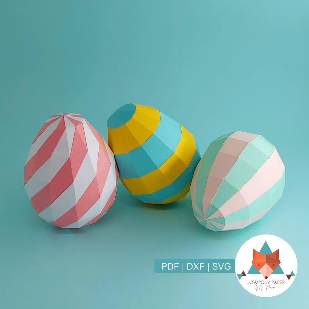 Easter Egg Set - DIY Papercraft Low Poly (pdf/dxf/svg), Paper Model ...