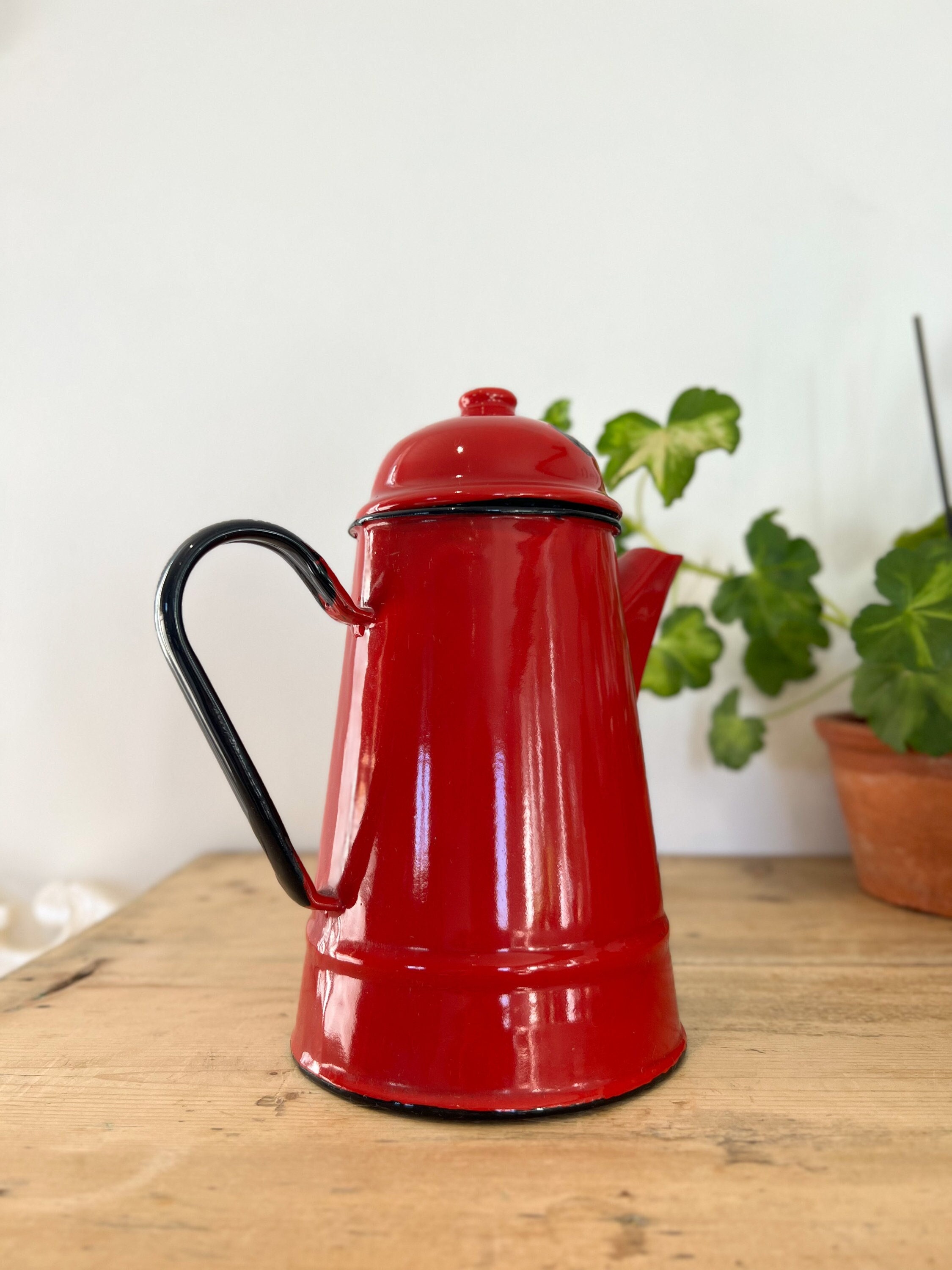 Vintage 1970s Red Enamel Coffee Pot Made in Poland Etsy UK