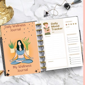 Daily Wellness Journal, Daily Wellness Log, Daily Mood tracker.