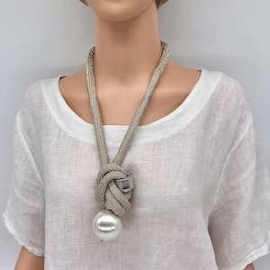 Versatile adjustable statement necklace. Large faux pearl chunky necklace