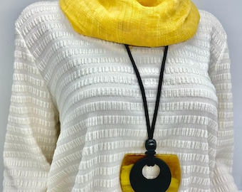 Vibrant acrylic and wood statement necklace