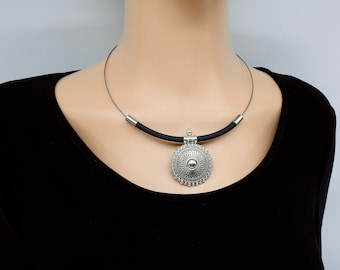 Funky Medallion Choker: Rubber Statement Necklace