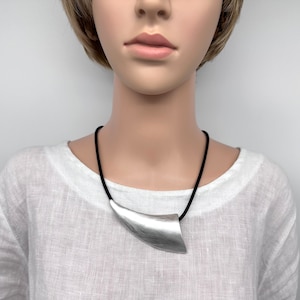 Curved Statement Necklace: Bold Rubber Pendant, Modern Jewelry