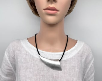 Unique curved statement necklace, rubber necklace, bold necklace