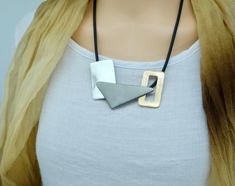 Unique geometric necklace, funky necklace. Statement necklace