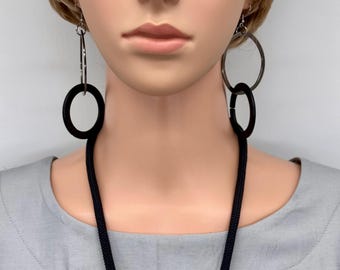 Super light long black no gun metal grey dangle statement earrings