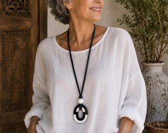 Schwarz Weiß Statement Halskette: Chunky Bold Schmuck