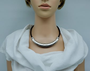 Bold Silver Choker Necklace:  Statement Jewelry