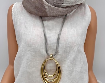 Large Gold Pendant Necklace: Bold Statement Jewelry