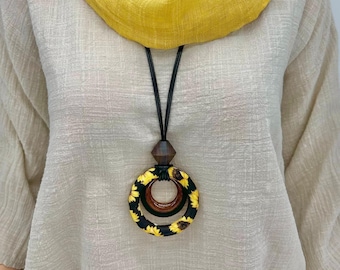 Sunflower pendant statement necklace