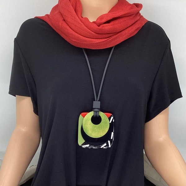 Fun and bold statement necklace, colourful large pendant necklace