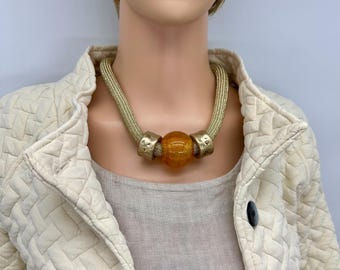 Bold Chunky Choker: Statement Necklace, Gold Accent