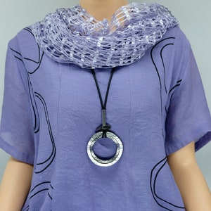 Unique two tone silver and grey bold statement necklace, sweater necklace