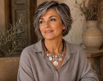 Bold Statement Necklace, Chunky Silver Pendant, Unique Design
