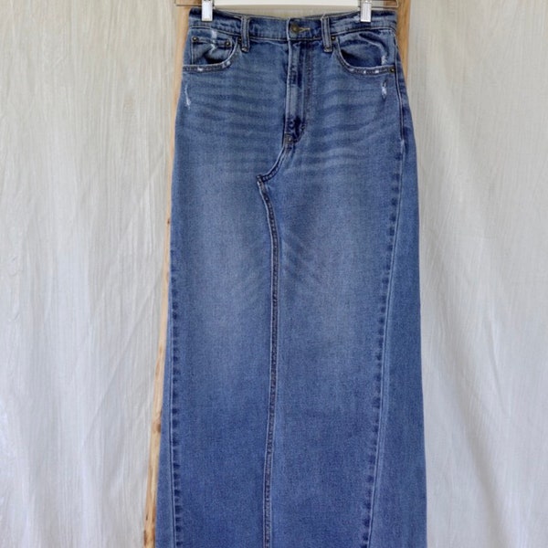 Denim Maxi Skirt - Etsy