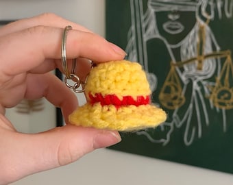 Straw Hat Crocheted Keychain || Handmade Crocheted Keychain || Anime Keychain