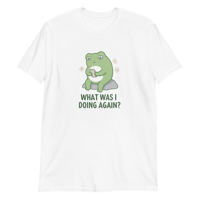 What Was I Doing Again? Scrolling Addiction Humor, Brain Fog Mental Health Tee White