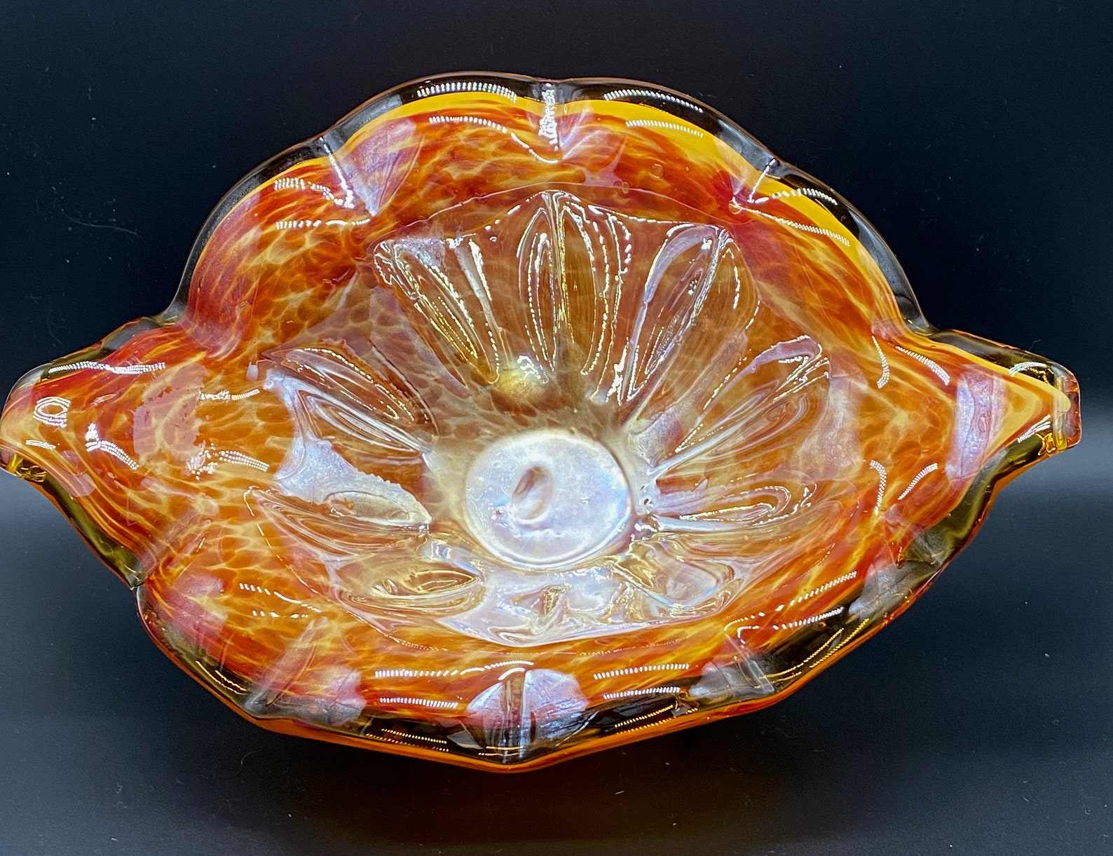White Crystal Murano Style Glass Bowl Etsy