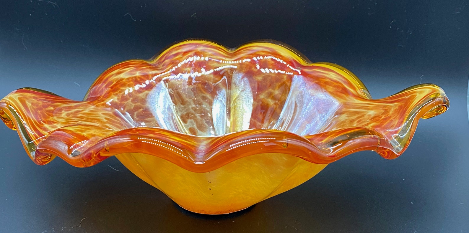 White Crystal Murano Style Glass Bowl Etsy