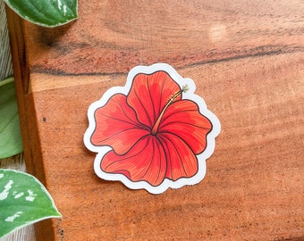 Flor Cayena Clear Sticker - Hibiscus Flower - Waterproof Sticker