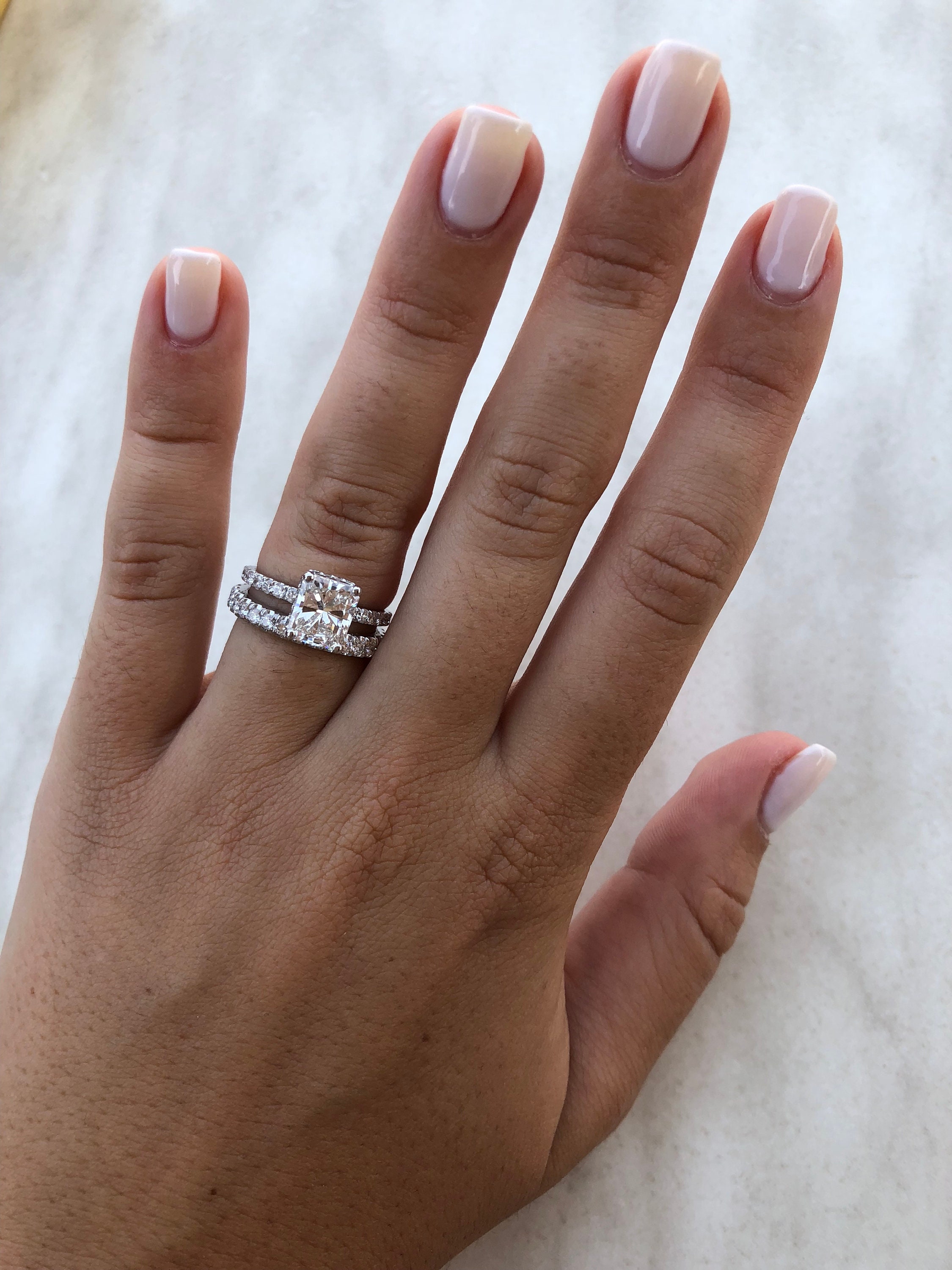 1.2ct Radiant Cut Lab Diamond Ring, IGI Certified,pave 1.2ct Radiant Cut Lab Diamond Ring, IGI Certified,pave