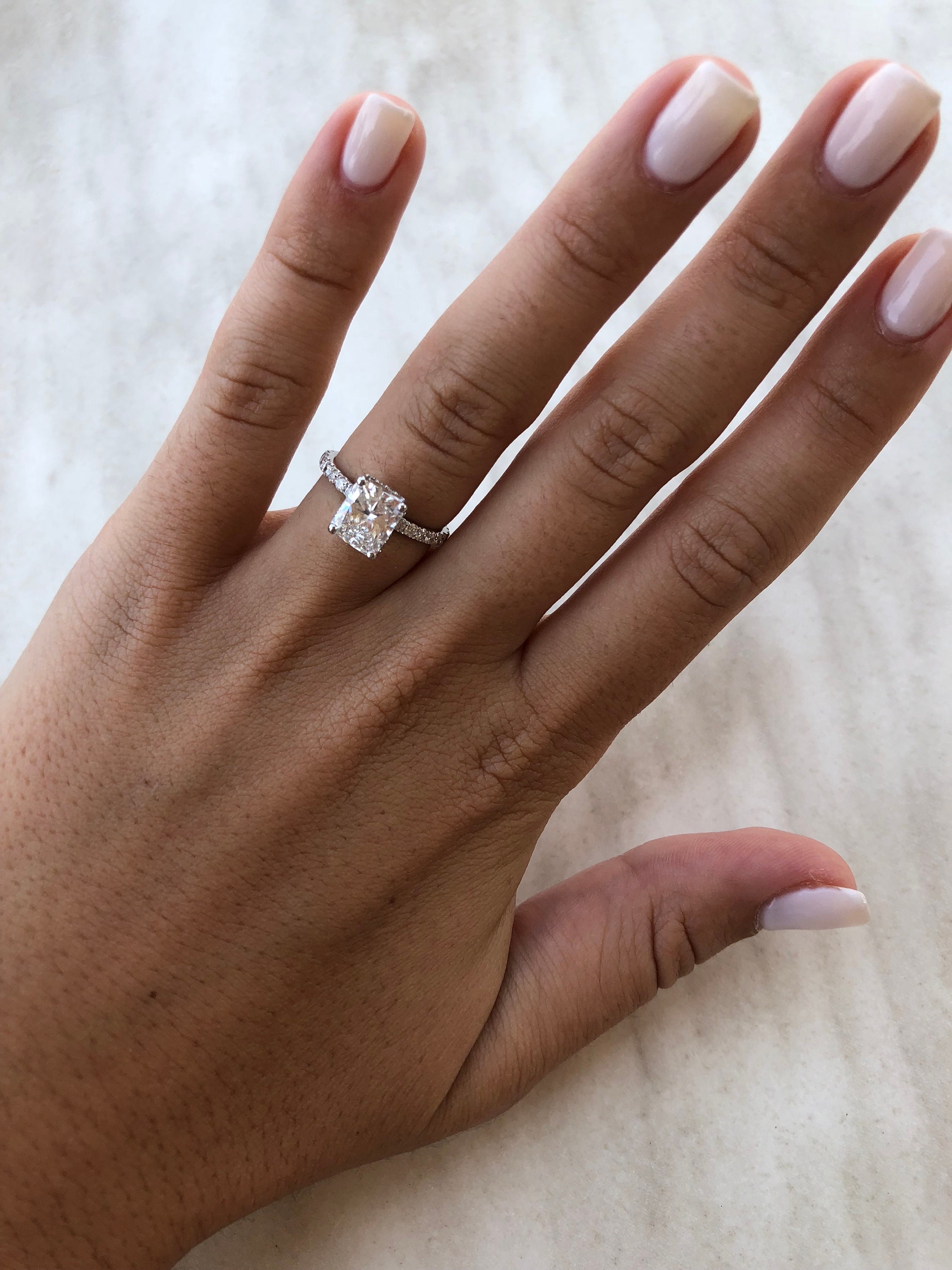 1.2ct Radiant Cut Lab Diamond Ring, IGI Certified,pave