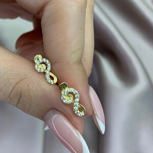 Treble Clef Diamond Earring, Music Key Symbol Earrings, Yellow Gold Earrings, Diamond And Yellow Gold Earrings, 18K Yellow Gold Stud Earring
