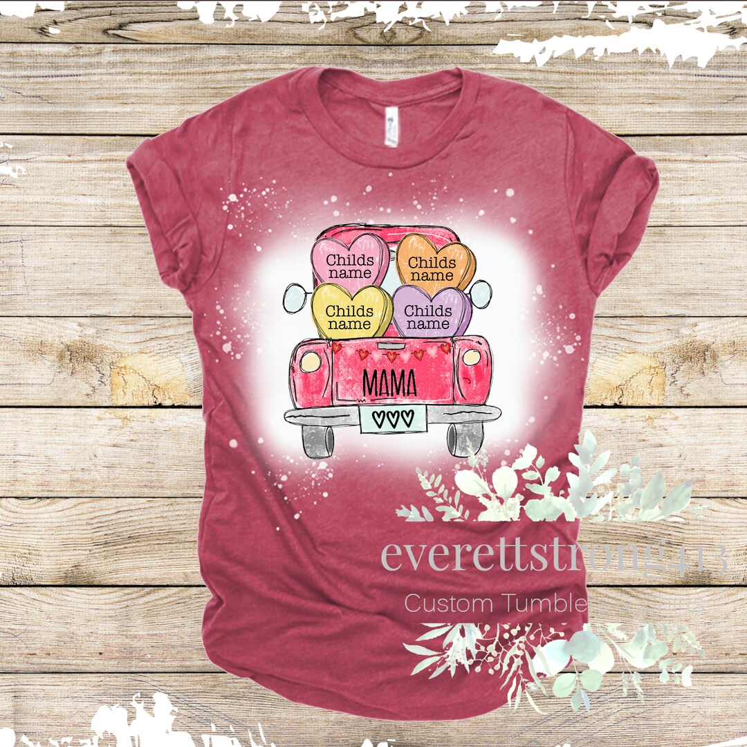 Valentine Truck With Child's Names Bleached Tshirt Etsy