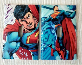 RETRO SUPERMAN SUPERHERO TRIPLE LIGHT SWITCH WALL PLATE COVER BOYS BEDROOM DECOR RETRO SUPERMAN SUPERHERO TRIPLE LIGHT SWITCH WALL PLATE COVER BOYS BEDROOM DECOR