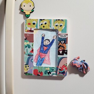 Custom Comic Book, Cartoon Character Set of 2 Fridge Magnet Picture Frames