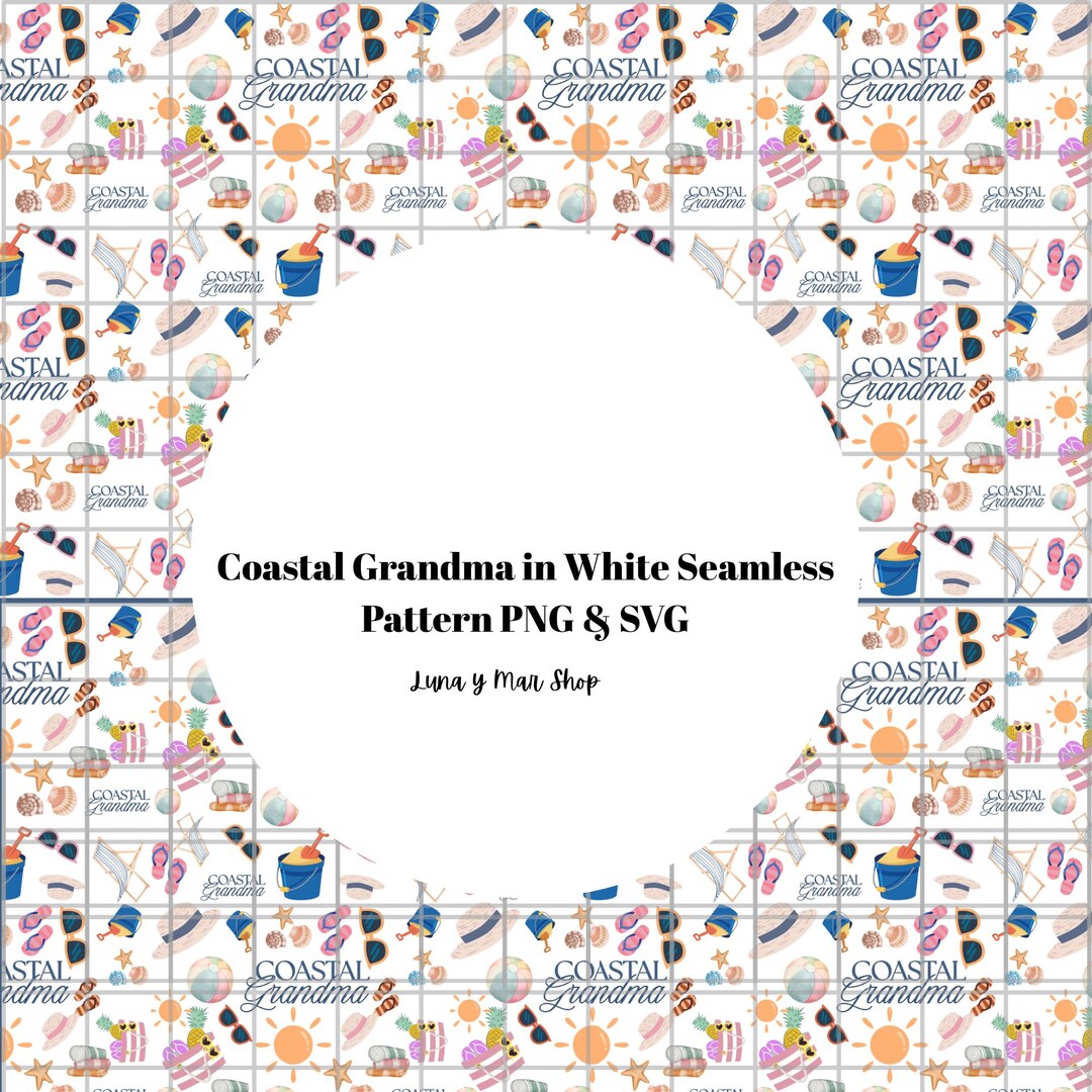Coastal Grandma Pattern: Seamless PNG SVG File (digital Download) - Etsy