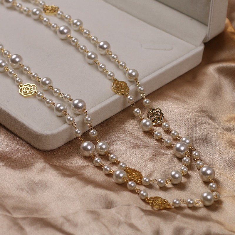 [Used Chanel Necklace] Try-On Only Chanel Pearl Necklace