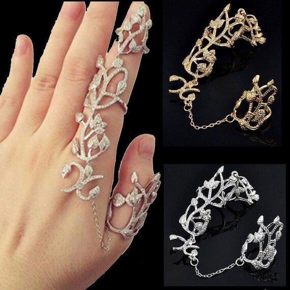 Two finger rings store for womens gold
